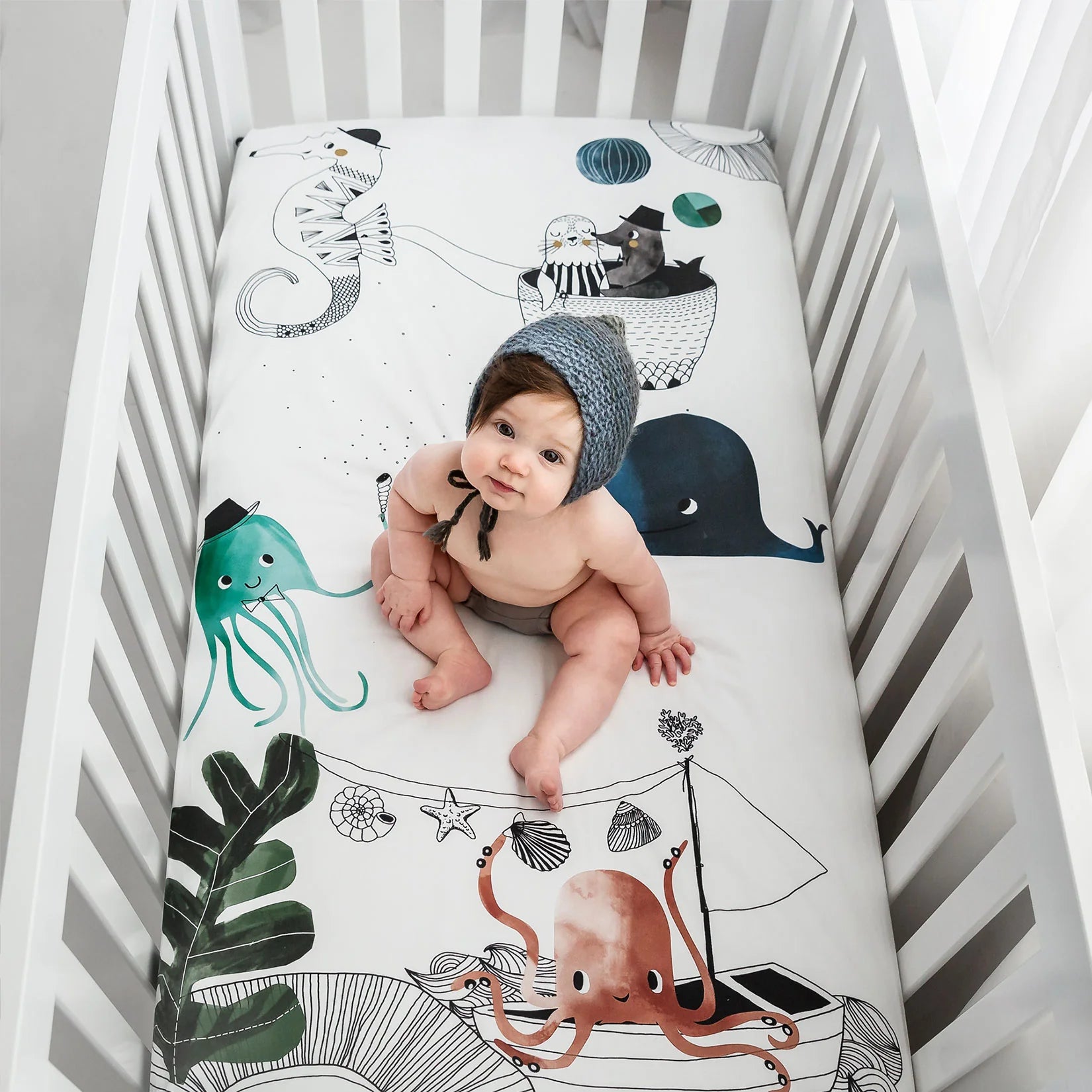 SAMPLE SALE Standard Size crib sheets - Underwater Love