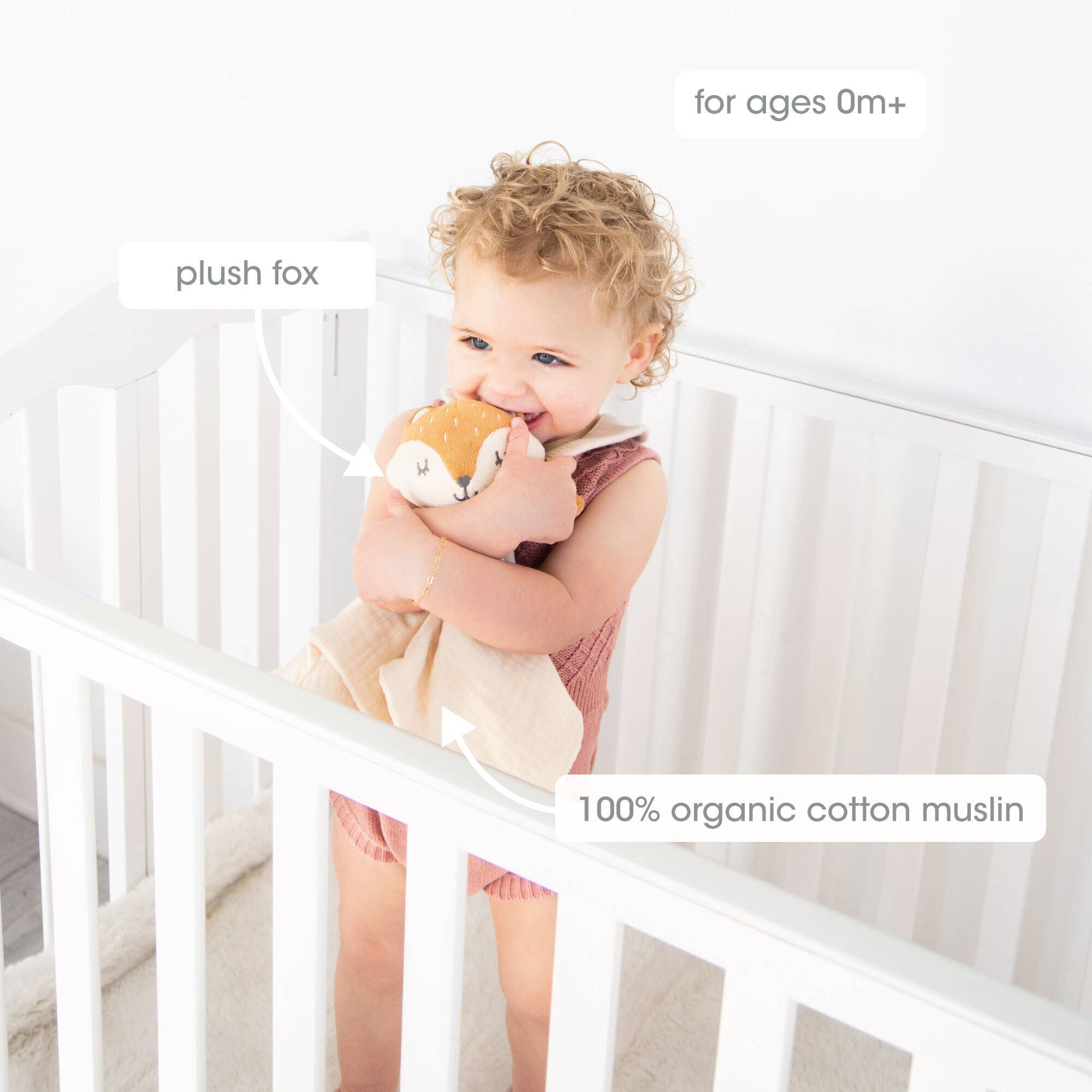 Fox Snuggle Blanket, Organic Cotton Muslin Lovie