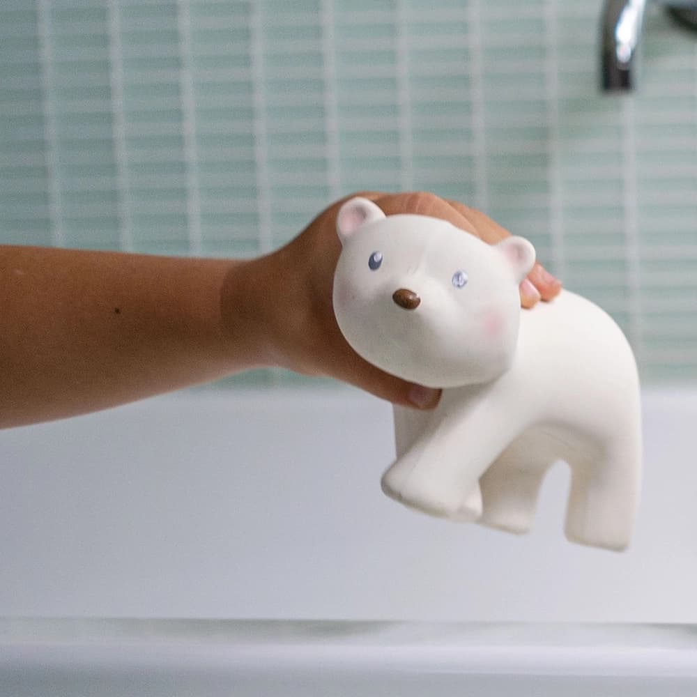 Polar Bear Organic Rubber Teether, Rattle & Bath Toy