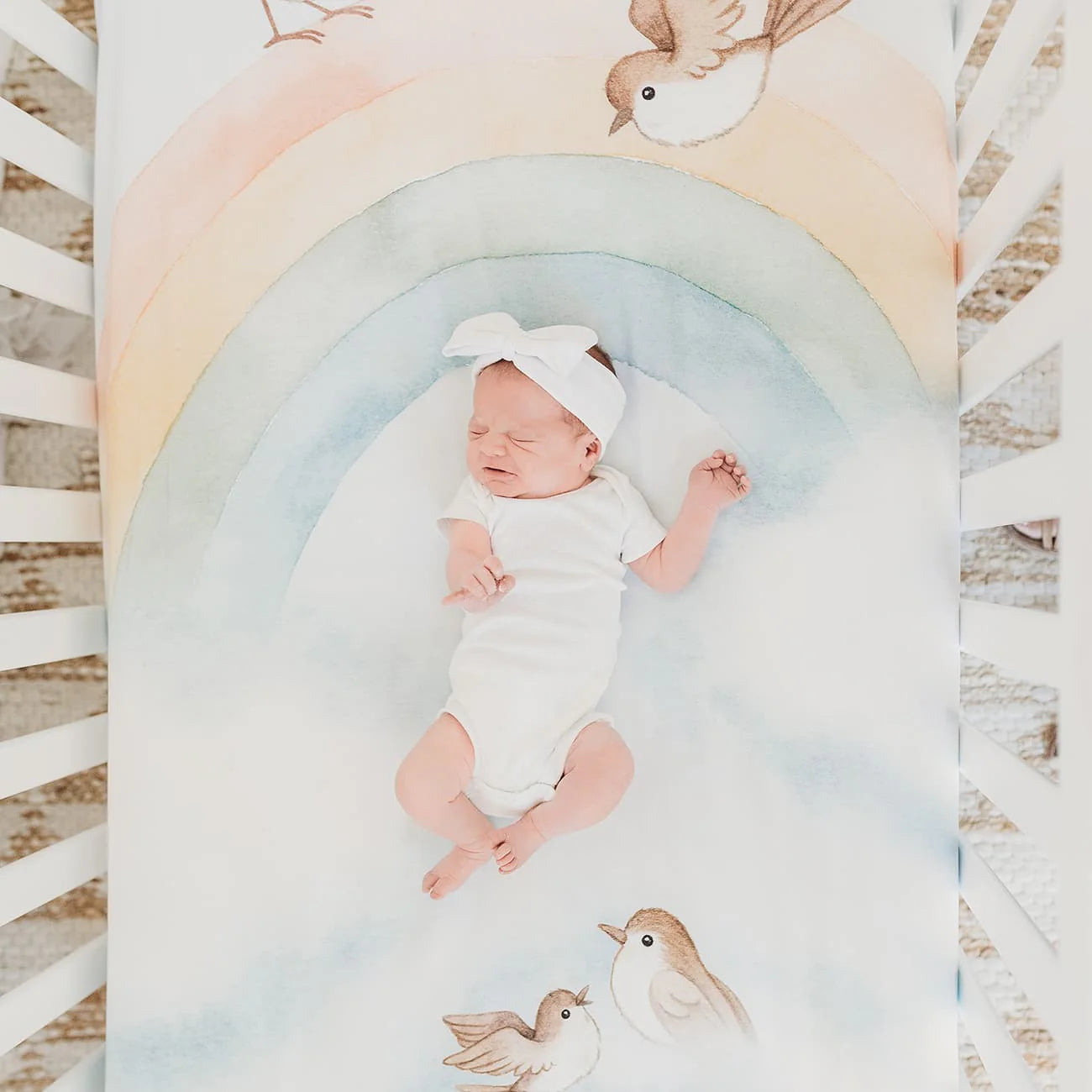 SAMPLE SALE Standard Size crib sheets - Rainbow