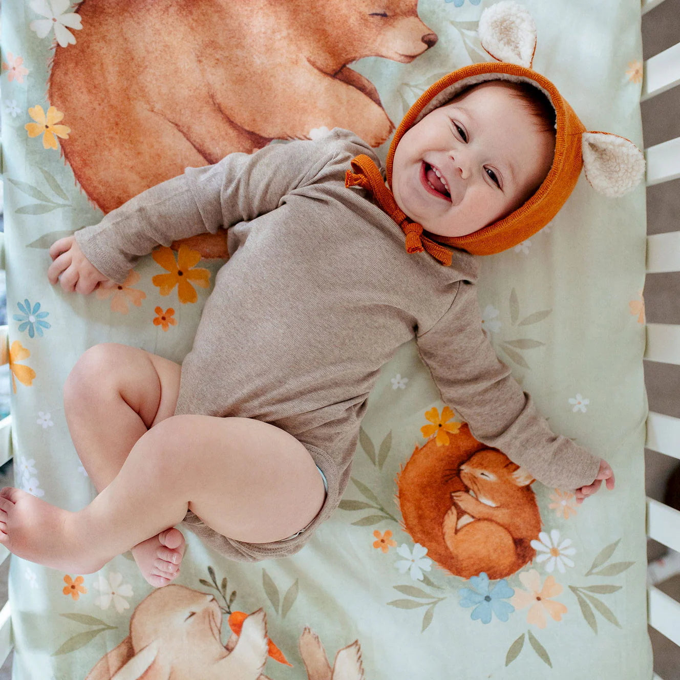 SAMPLE SALE Standard Size crib sheets - Enchanted Meadow