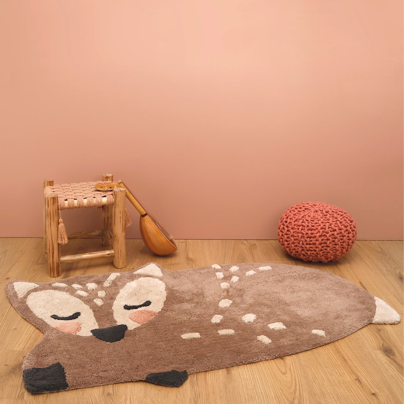 fawn deer children's nursery rug cotton