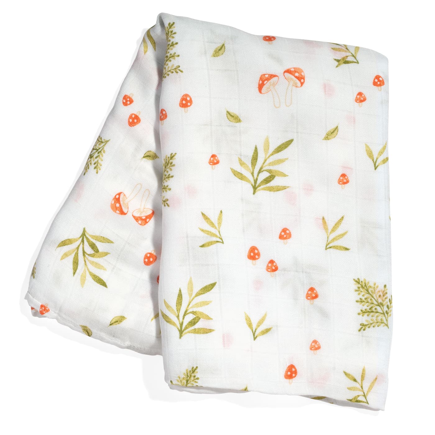 baby swaddle watercolor mushrooms and leafs