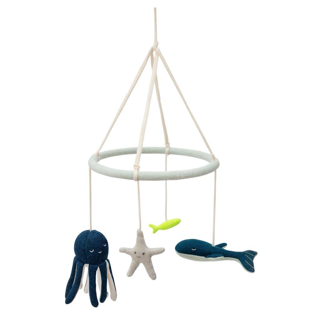 Ocean themed baby mobile with octopus, starfish, fish and whale