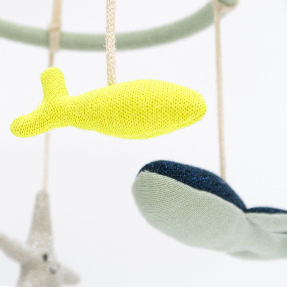 Ocean themed baby mobile with octopus, starfish, fish and whale