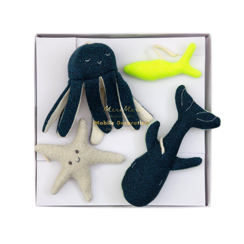 Ocean themed baby mobile with octopus, starfish, fish and whale