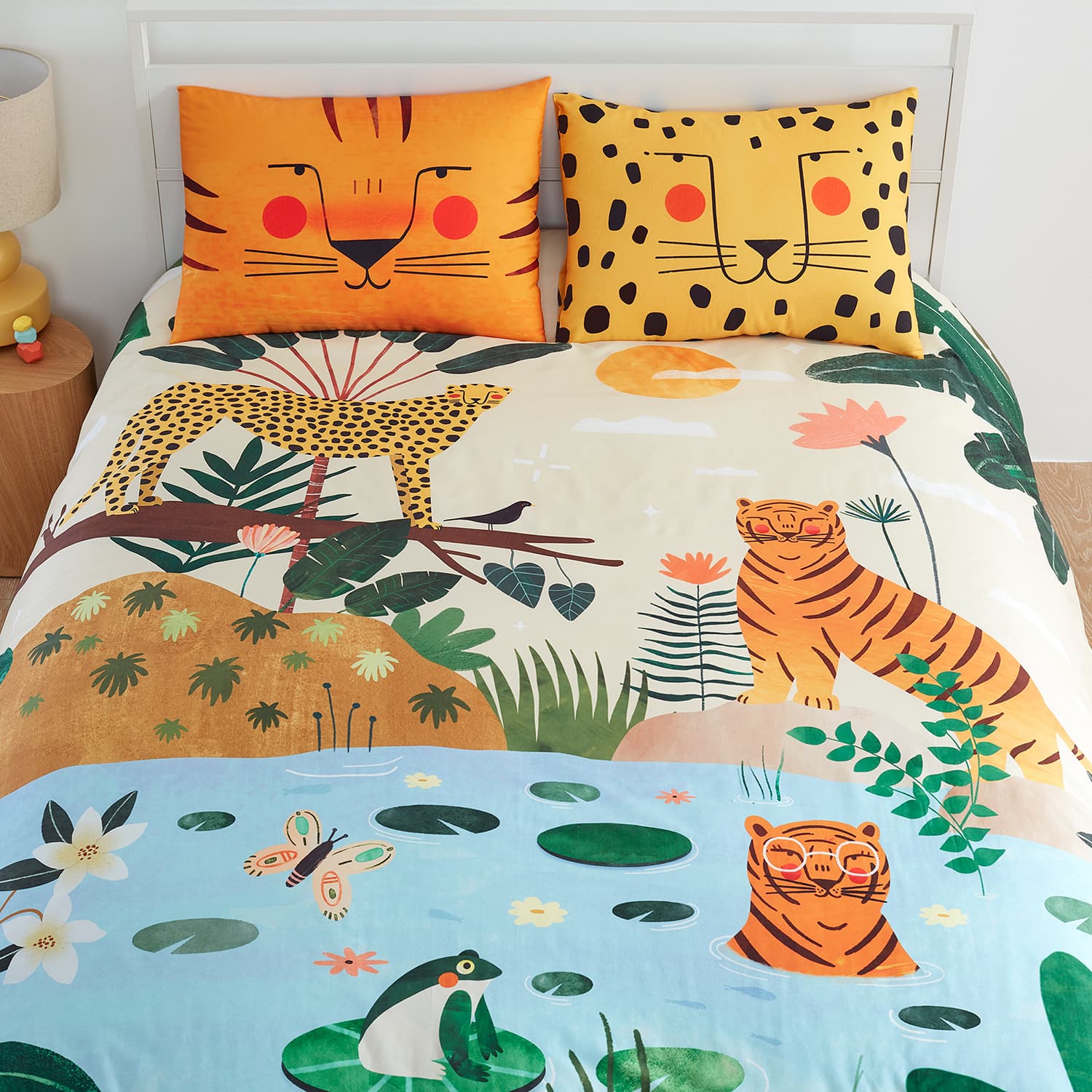 Jungle kids bedding tiger cheetah frog