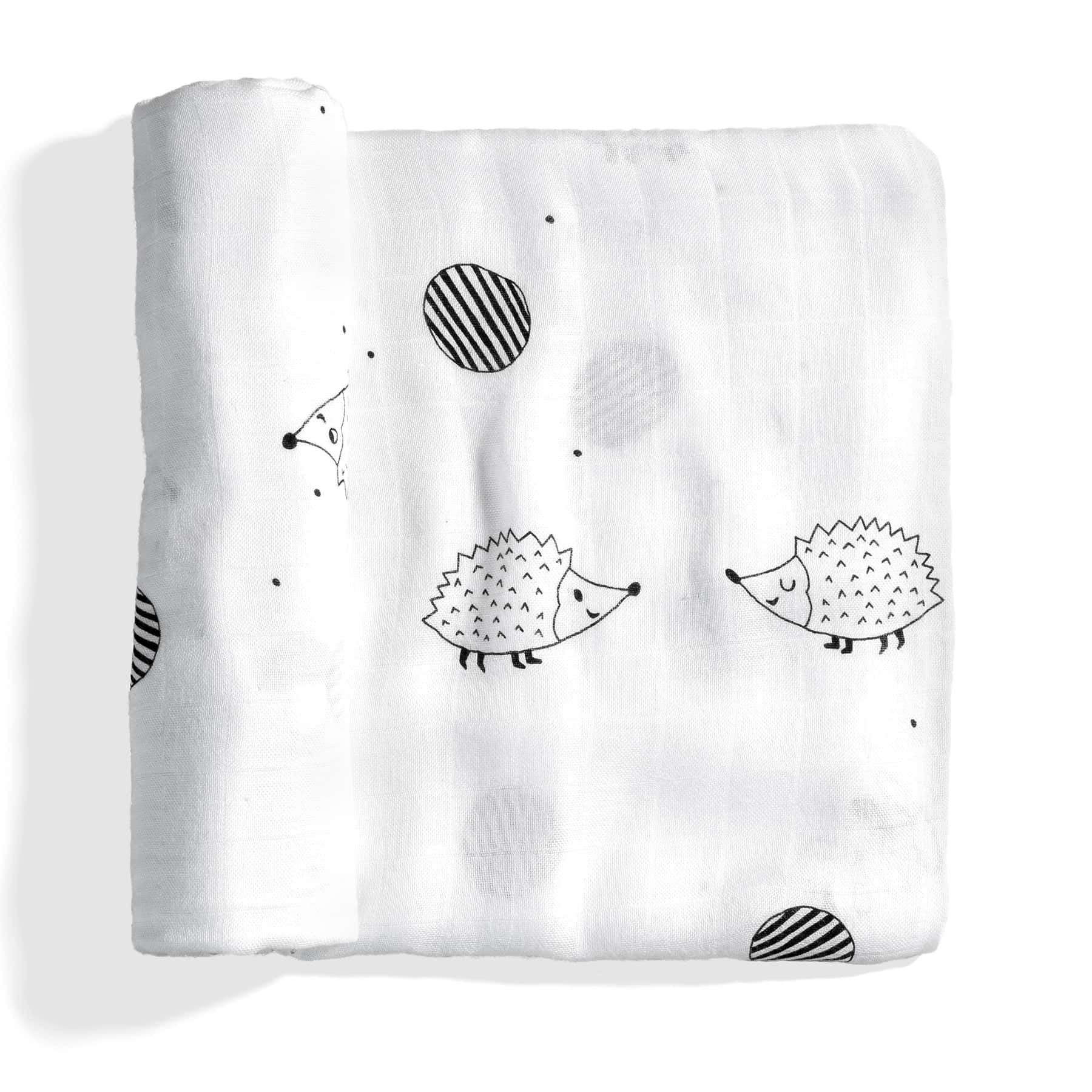 Softest baby swaddle, bamboo swaddle, hedgehogs acorns mushrooms, Rookie Humans