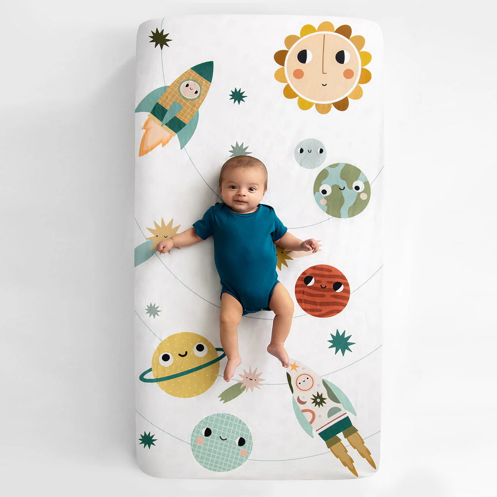 SAMPLE SALE Standard Size crib sheets - Space