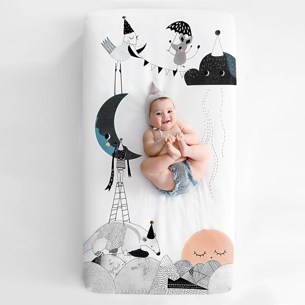 SAMPLE SALE Standard Size crib sheets - The Moon's Birthday