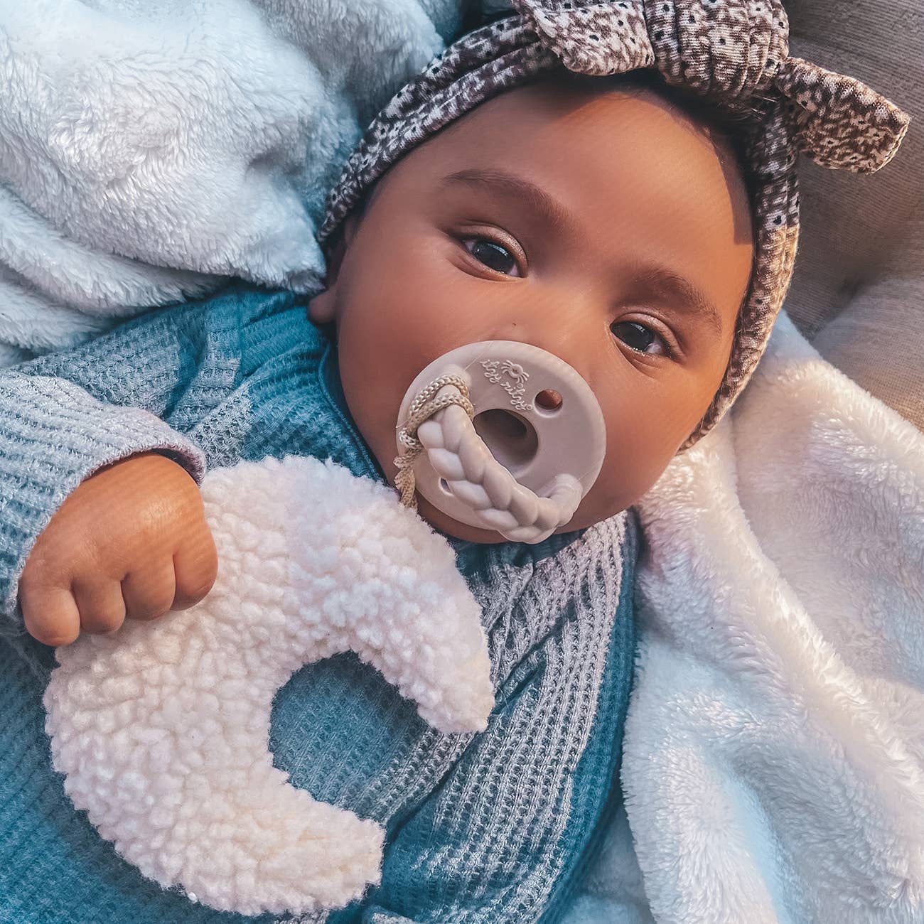 Moon Rubber Pacifier & Plush