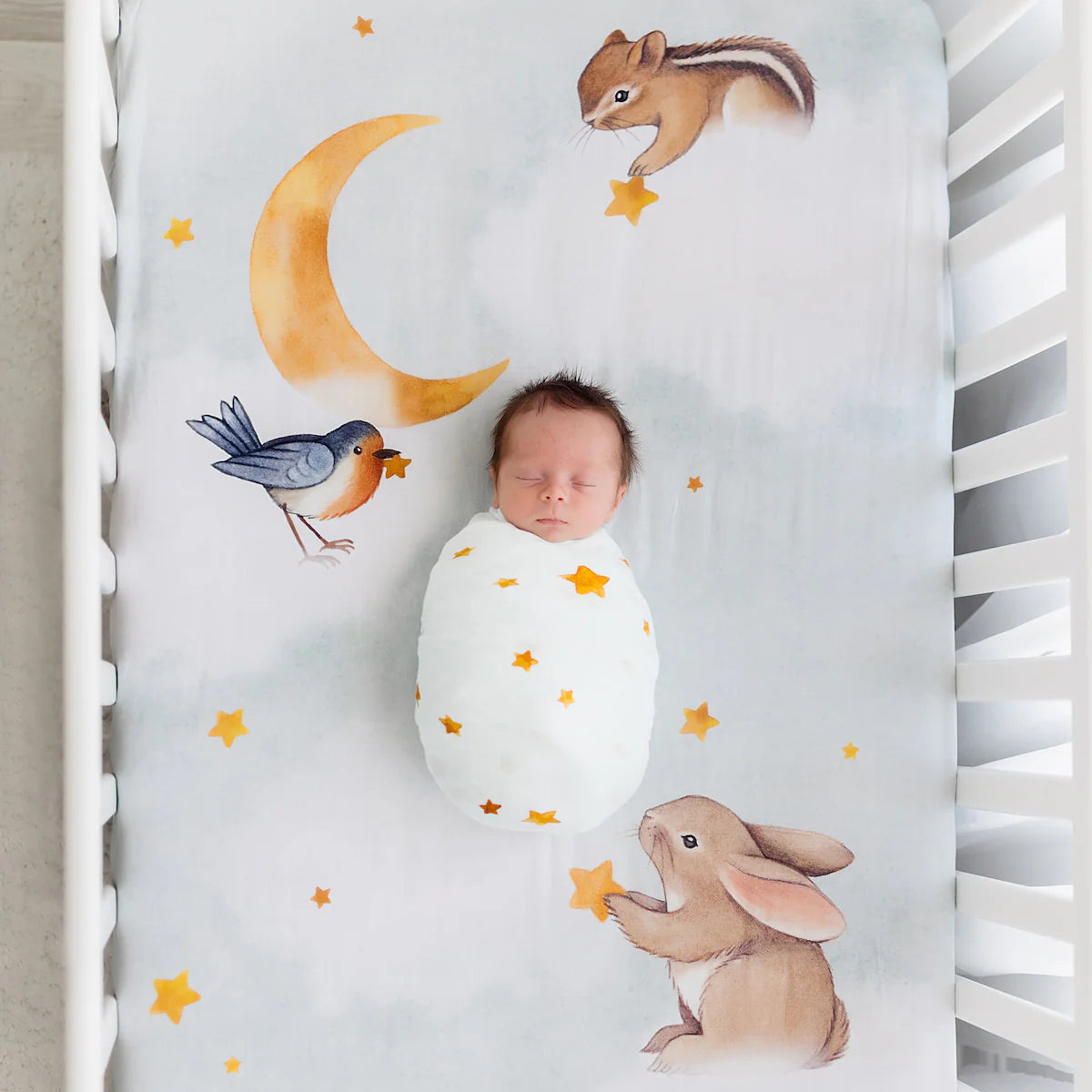 SAMPLE SALE Standard Size crib sheets - Goodnight Wonderland
