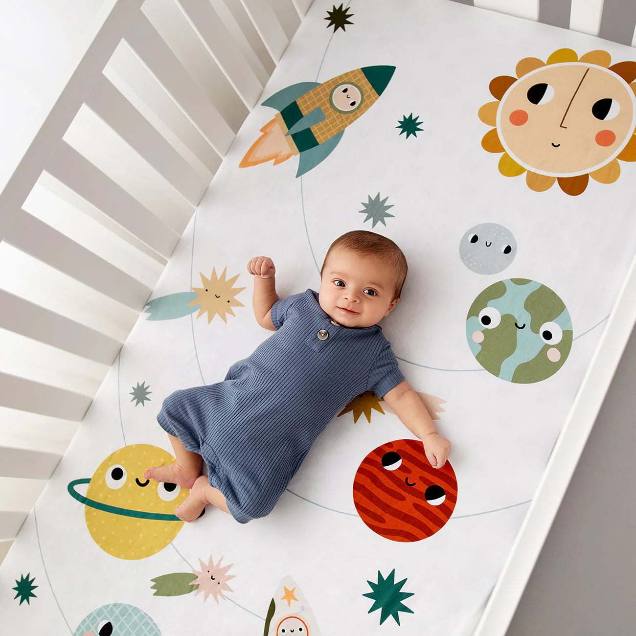 SAMPLE SALE Standard Size crib sheets - Space