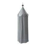 Kids cotton bed canopy in blue with pompom
