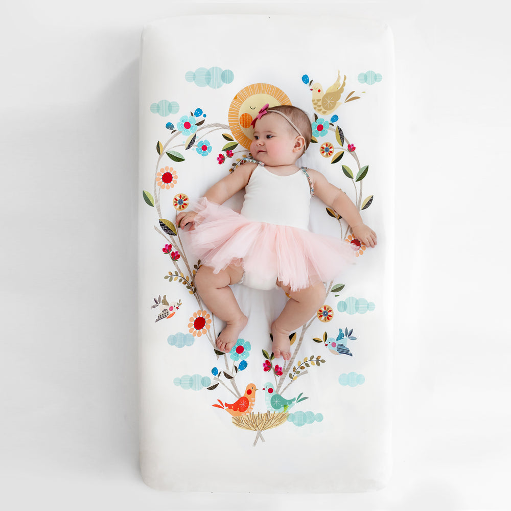 Love Blooms Organic Standard Size Crib Sheet
