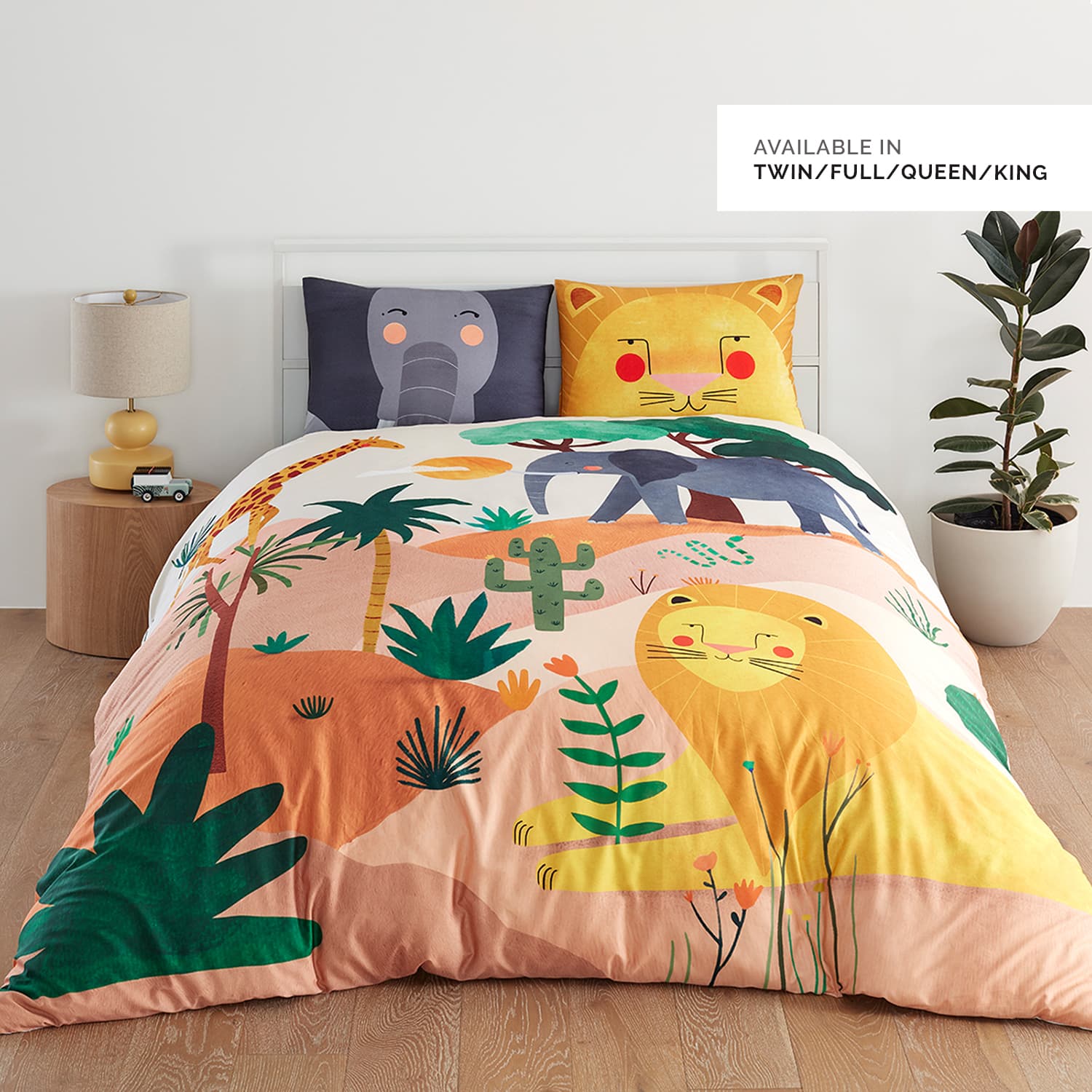 In The Savanna safari bedding twin full queen king duvet lion elephant giraffe