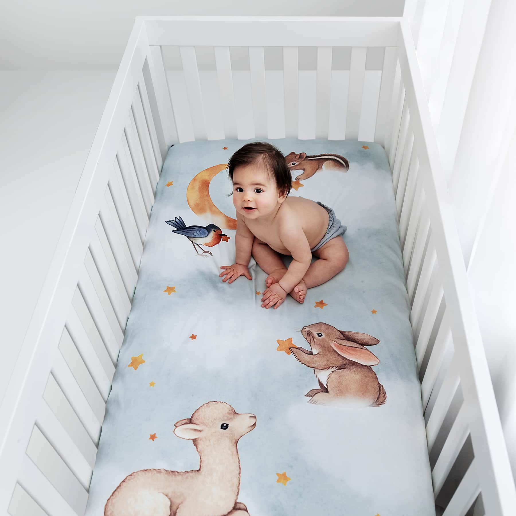 Crib sheet and Swaddle bundle - Goodnight Wonderland