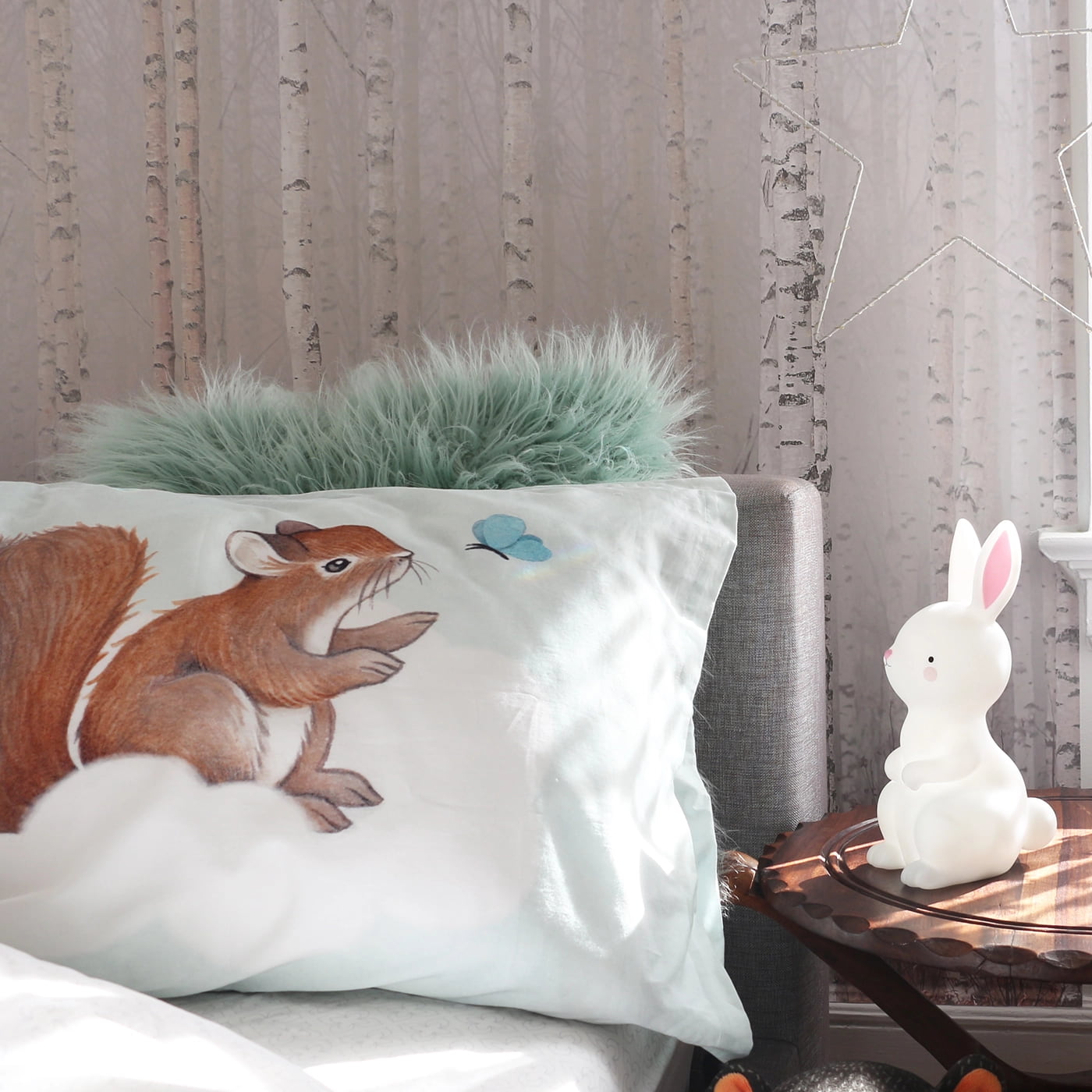 KIDS BUNNY NIGHTLIGHT WOODLAND BEDSIDE LAMP