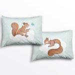 woodland kids pillowcase with squirrel and butterfly