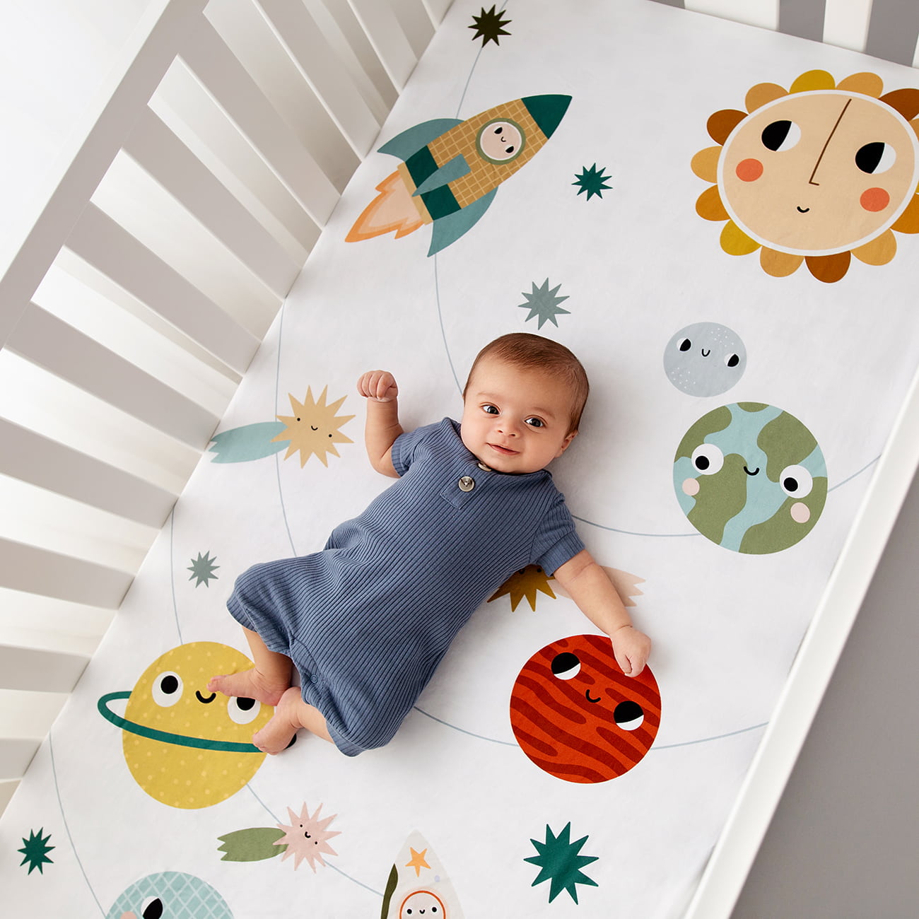 Crib sheet and Swaddle bundle - Space Explorer