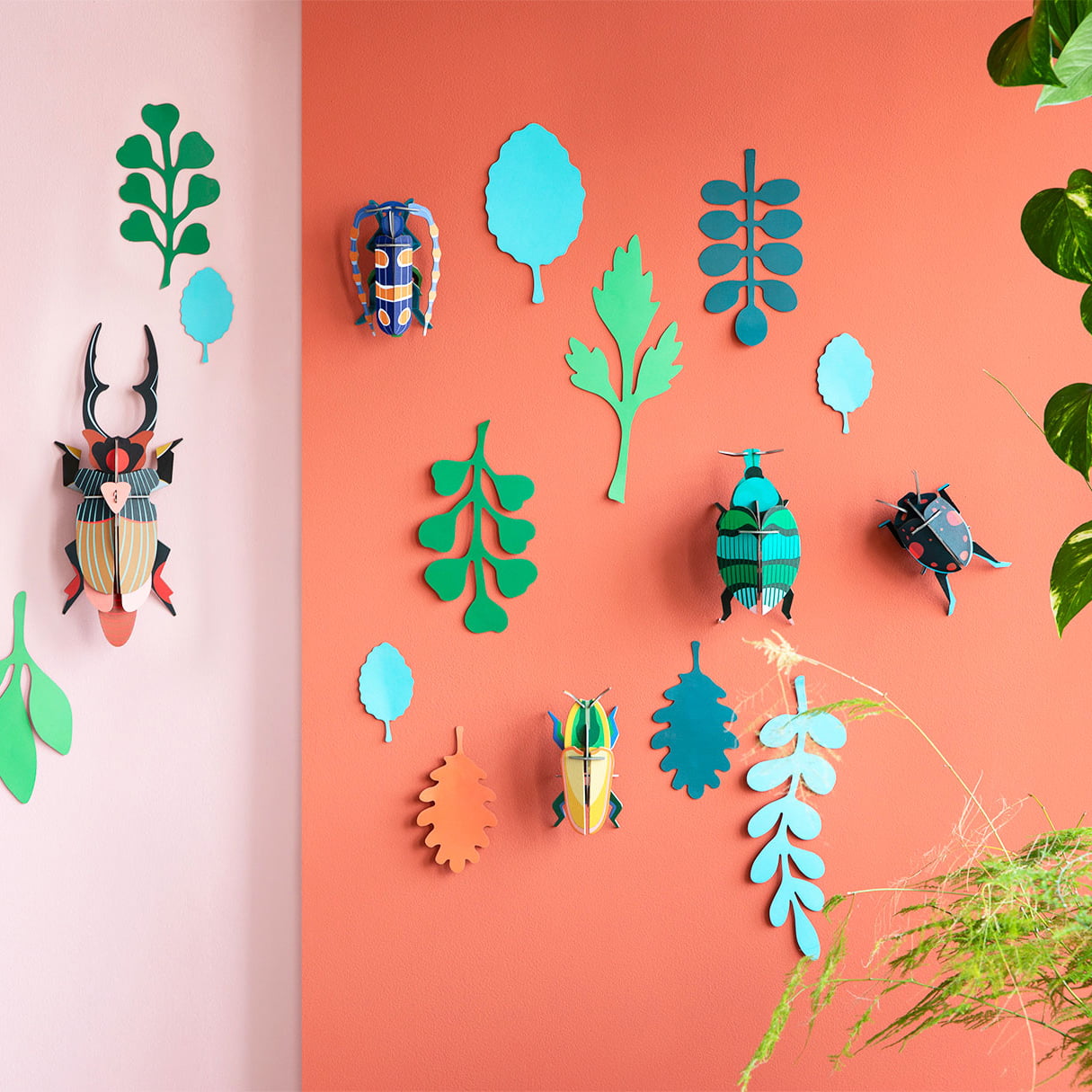 wall hanging for jungle room with colorful beetles