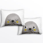 Underwater Love seal pillowcases, 2 kids pillowcases with envelope closure and seal faces asleep and awake
