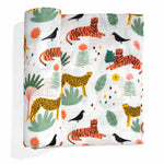 jungle bamboo swaddle with tigers and cheetahs
