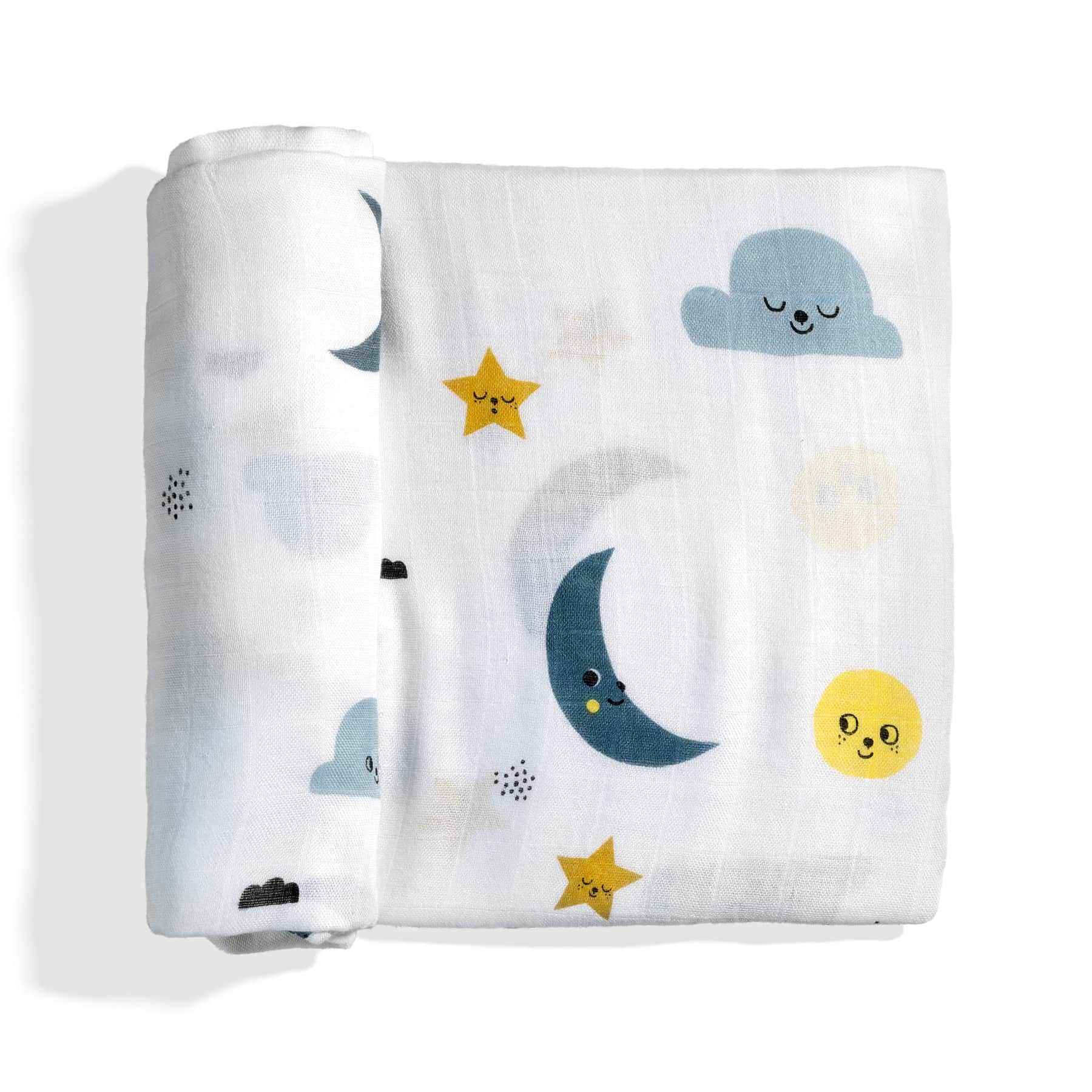 softest baby swaddle, bamboo swaddle moon stars and clouds by Rookie Humans